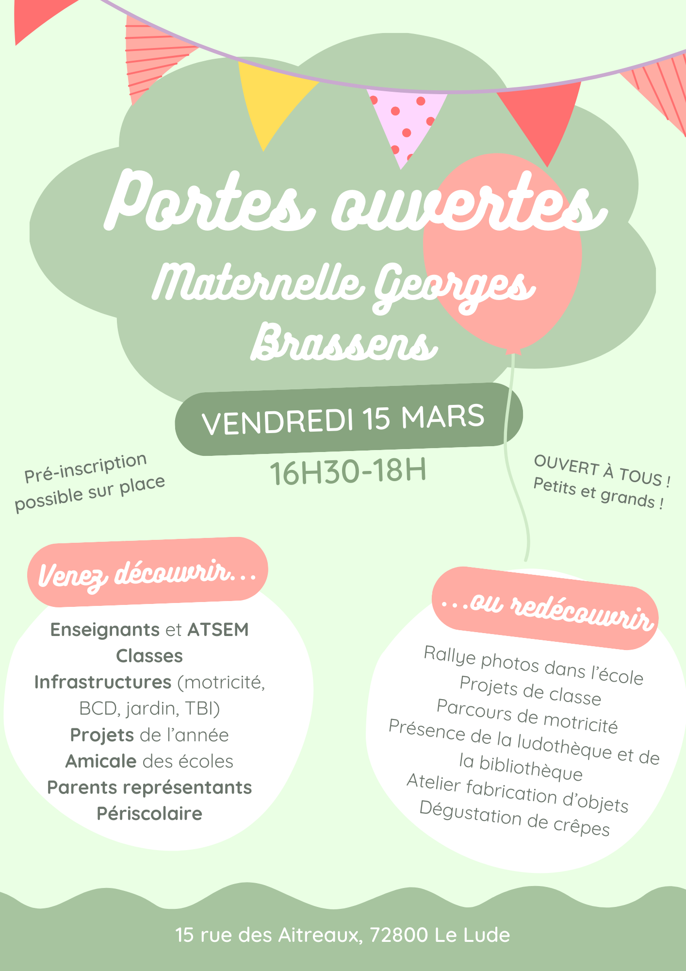 You are currently viewing Ecole Maternelle – Georges Brassens : Portes ouvertes